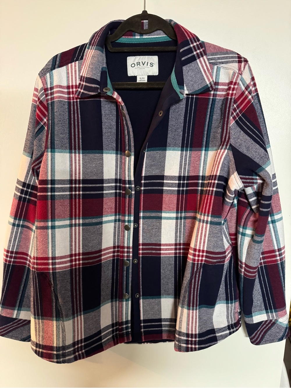 Orvis Women's Plaid Snap-Front Jacket - Navy, Red & White